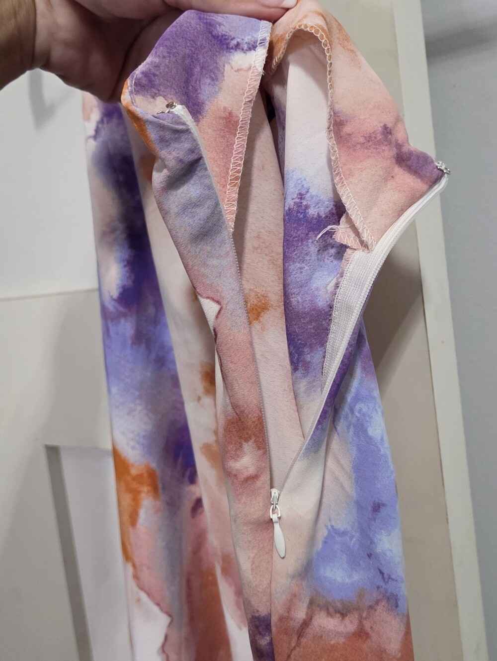 Forever 21 Watercolor Midi Skirt in Peach, Lavender, and Coral Hues - Picture 6 of 6